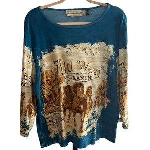 Bit & Bridle The Wild West Ranch Long Sleeve Shirt, size 1X